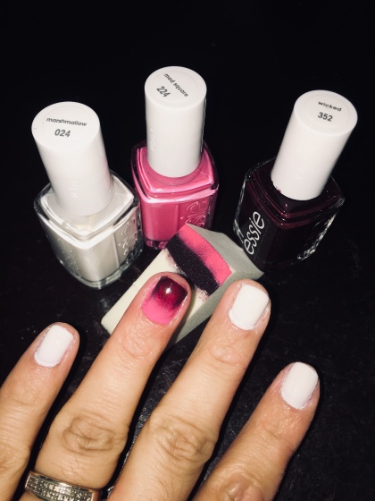 Essie - Marshmallow (white), Mod Square (pink) and Wicked (dark)