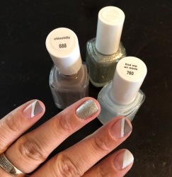 Essie: Chinchilly (gray), Find Me An Oasis (blue) and Beyond Cozy (glitter)