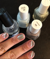Essie: Chinchilly (gray), Find Me An Oasis (blue) and Beyond Cozy (glitter)